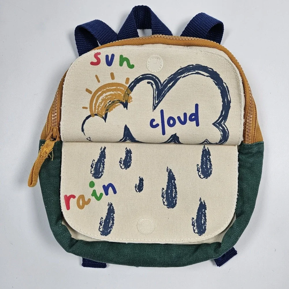 Zara Childrens Kids Book Flap Mini Backpack Colorblock Weather Bag‎ NEW